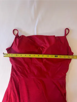Popilush Women’s Red Ruched Strappy Mini Fit & Flare Dress built-in shorts thumbnail 8