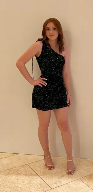 Lucy in the Sky Sequin Dress Emerald Green Mini thumbnail 1