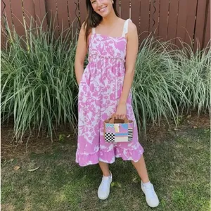 Peter Som Pink Midi Dress SIZE 2 Ruffle Cottage Cotton Vacation Sundress $400 thumbnail 8