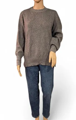 Abercrombie & Fitch Grey Crew Neck Sweater Size Medium Oversized Split Hem thumbnail 2