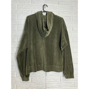 Aerie groove-on velour Hoodie Women‎ S Olive Green Excellent Cropped Oversized thumbnail 7