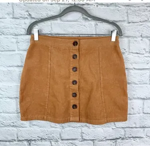 Rue 21 Womens Camel Ribbed Corduroy Button Down Mini Skirt - Sz M thumbnail 2