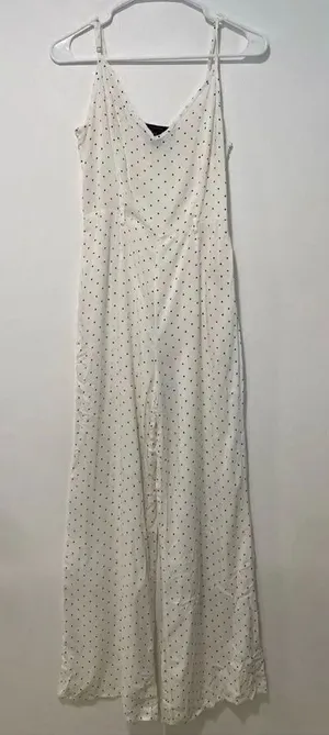 Forever 21 White Polka Dot Wide Leg Jumpsuit Size Small thumbnail 1