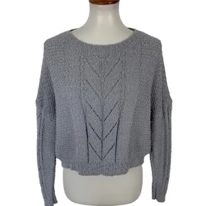 Altar'd State Sweater XS Gray Cropped Knit Pullover‎ Boho Cozy Trendy thumbnail 2