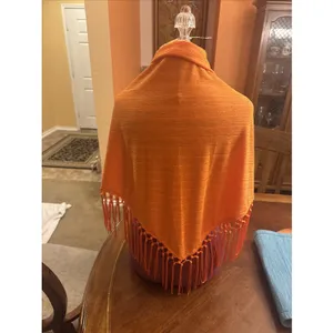 Unbranded Fringed Shawl Orange Wrap thumbnail 7