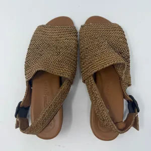 Paul Green Woven Slingback Flat Sandal Tan Braided Leather Womens Size 9.5 thumbnail 1