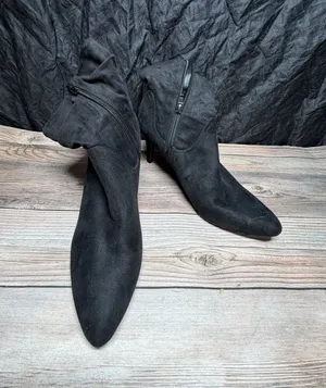 Unisa 8 M Black Suede Textile Ankle Heel Boots thumbnail 1