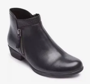 Rockport Carly Ankle Booties Women 7 Black Leather Laser Cut Comfort Casual thumbnail 1