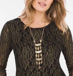 NEW Chico’s Mia Ladder Necklace in Gold , New without Tag SOLD OUT thumbnail 1