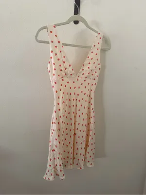 Zara Strawberry Print Mini Dress in Cream thumbnail 6
