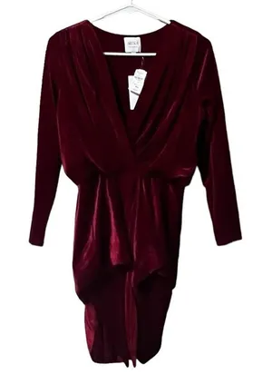 MISA Los Angeles Felt‎ Runched Mini Dress Red Size Small Small Party Preppy thumbnail 1