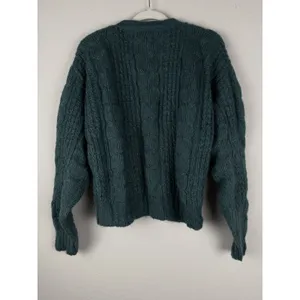 Vtg Forenza Mohair Wool Women's‎ M Teal Button Up Cable Knit Sweater Preppy 80's thumbnail 11