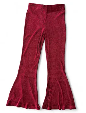 Free People So Charming Cranberry Crimson Velvet High Waisted Flare Leg Pants Medium thumbnail 4