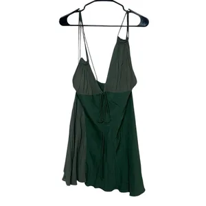 ZARA Green Patchwork Asymmetrical Mini Dress Cocktail Fairy Whimsy Boho Sz Medium NEW thumbnail 5