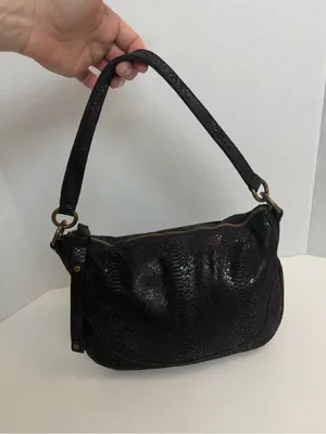 Frye Melissa Purse Crossbody Handbag Convertible Leather Reptile Black Bronze thumbnail 4