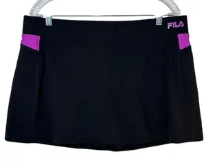 Fila Sport Womens‎ Black Purple Mesh Accent Athletic Skort XL Zipper Pocket thumbnail 1
