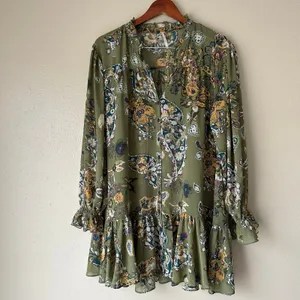 Free People Green Paisley Ibiza Nights Tunic Dress Size Small thumbnail 6