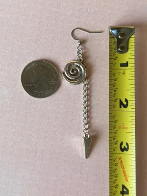 Handmade swirl/spiral & spike chain dangle earrings🌀💚⭐️ thumbnail 5