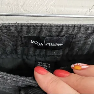 Moda International Vintage Black Corduroy‎ Wide Leg Baggy Adj. Cinch Ankle Pants thumbnail 5