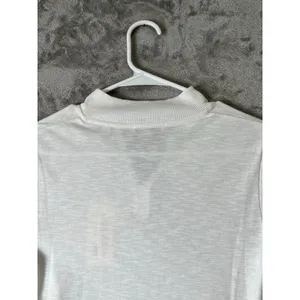 Vince Half Zip Mock Neck Pullover Optic White Small Cotton Modal Long Sleeve New thumbnail 4