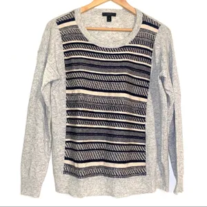 J. Crew Wool Rabbit Hair Blend Textured Striped Pullover Sweater MEDIUM thumbnail 2