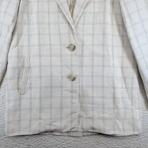 Madewell Dorset Blazer Linen Blend Windowpane Plaid Beige‎ AI160 Womens Small thumbnail 8