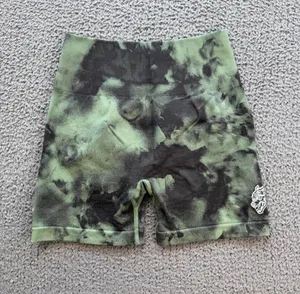 Darc Sport Wolves Womens Shorts Rare 1 of 500! Scrunch Green Marble Tie Dye S thumbnail 1