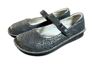Alegria Belle Black Embossed Damask Leather Mary Jane Shoes BEL-265 Womens 39 thumbnail 1
