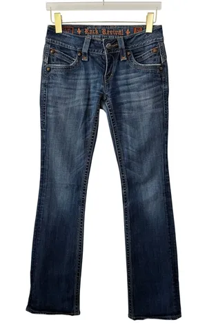 Rock Revival Gwen Boot Cut Dark Wash Jeans 28 thumbnail 1