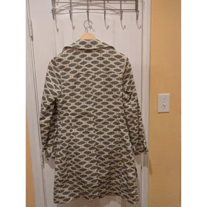 GAP Trench Coat, Geo Print, Ivory, Black & Tan, Sz: XS No Belt thumbnail 14