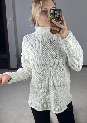 Vintage Yarnworks: Bubbleknit White Turtleneck Sweater thumbnail 1