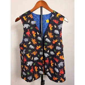 Handmade Noahs Ark Reversible Quilted Patchwork Animal Vest Multi-Color thumbnail 2