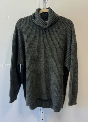 Old Navy Green Shaker Rib Turtleneck Tunic Length Sweater Oversized Wool Mix Lg thumbnail 1