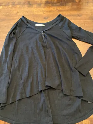 Free People We The Free Citrine Top Women’s Small Thermal Long Sleeve Black thumbnail 1