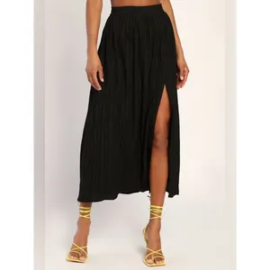 Lulus Midsummer Memories Black Mid-Rise Maxi Skirt Size Medium NWT thumbnail 2