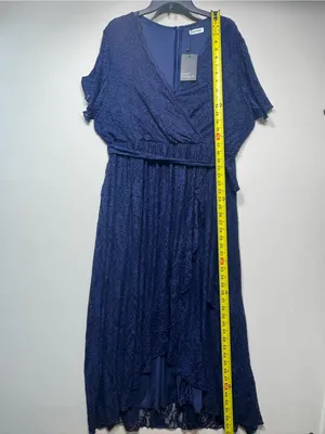 plus-size navy blue floral lace cocktail dress thumbnail 6