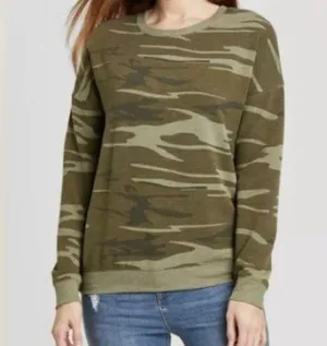 Zoe & Liv Crewneck Fleece Lined Camo Sweatshirt thumbnail 1