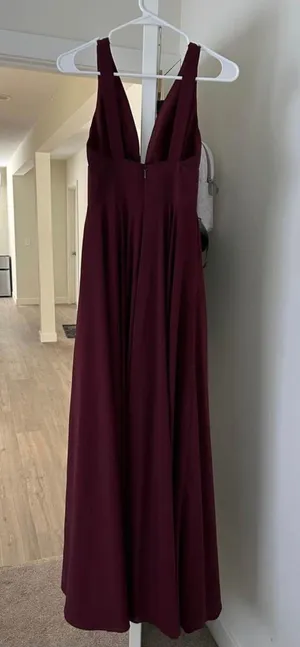 Burgundy long formal dress thumbnail 4