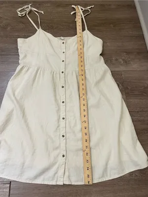 Aerie Linen Blend Tie Strap Dress Size XL Cream Babydoll Boho Beach Coastal thumbnail 9