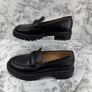 Madewell Bradley Lug Sole Loafer Size 7.5 Black Smooth Leather Chunky Heel thumbnail 5