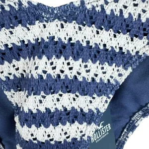 Hollister NWT Blue White Crochet Lined Cheeky Fit Bikini Bottom Women's Size XS thumbnail 3