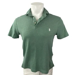 Polo Ralph Lauren Iconic Mesh Men's Green Collared Short Sleeve Polo Shirt Top M thumbnail 1