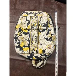 Vera Bradley Quilted Backpack Yellow Gray Floral Print Laptop School‎ Bag 15x11 thumbnail 12