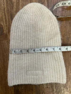 NWT Favorite Daughter The Logo Patch Rib Beanie Tan thumbnail 6