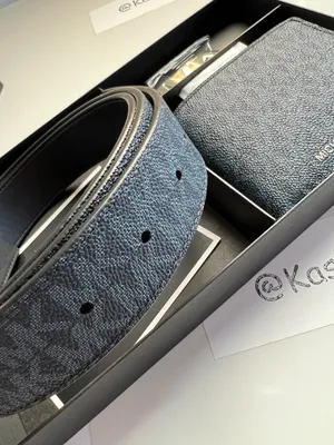 Michael Kors Mens Signature Belt & Billfold Wallet Set - Admiral/ Pale Blue thumbnail 5
