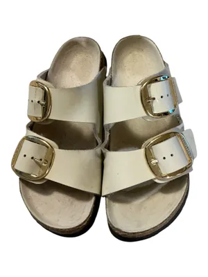 Birkenstock Arizona Big Buckle High-Shine Patent Leather Sandals - White/Cream - Size 5 thumbnail 2