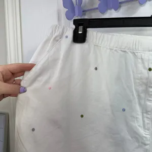 Vintage Classic Elements white embroidered polka dot capri‎ cropped pants cotton thumbnail 2
