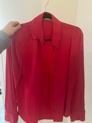 ZARA Pink Button Down Satin Blouse thumbnail 1