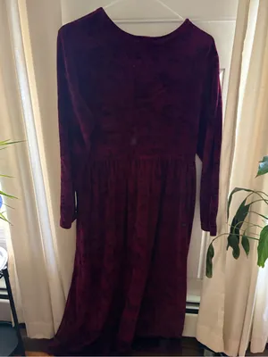 Vintage Erika & Company Velvet Dress Women's Burgundy Flowered Size M thumbnail 3