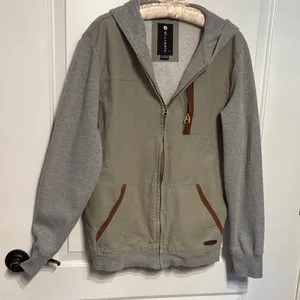 Billabong Gray and Olive Hoodie Women’s Workwear Medium thumbnail 1